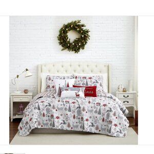 Southshore Fine Linens Holly Jolly Lane Oversized Reversible 6-Pc. Quilt Set, Ki